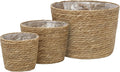 Set of 3 Woven Seagrass Planter Baskets – Handwoven Decorative Storage Baskets for Indoor Plants, Boho Home Decor, Living Room & Entryway Display – No Handle Design