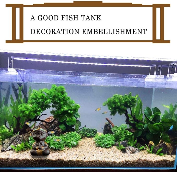 Aquarium Fish Tank Decoration, Ceramic Desktop Ape-Meditation Sculpture Decor Zen Bonsai Ornament Carving - Calming Emotions Training