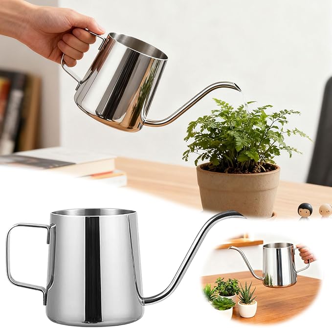 12 oz/350 ml Small Watering Can, Stainless Steel Durable Decorative Indoor Watering Cans for House Plants with Long Spout and Handle,Metal Stylish Modern Water Can for Plants for Home Outdoor
