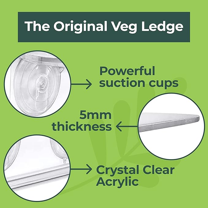 Window Garden Double Veg Ledge – Create an Indoor Garden, Hold Your Planter Pots, Seed Starter, Figurines on Your Window. Grow Herbs, Microgreens, Succulents, Indoor Garden Kit (3 Pack)