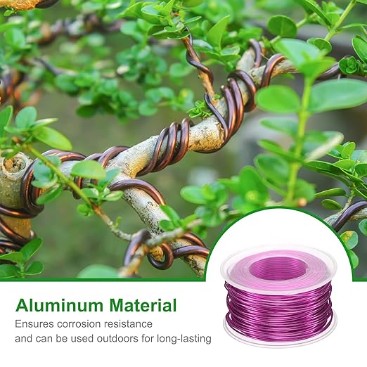 HARFINGTON Bonsai Wire Anodized Aluminum Training Wire Roll 1mm/18 Gauge 98ft Length Bendable Bonsai Tree Kit for Garden, Horticulture, Landscape, Planting, Dark Pink