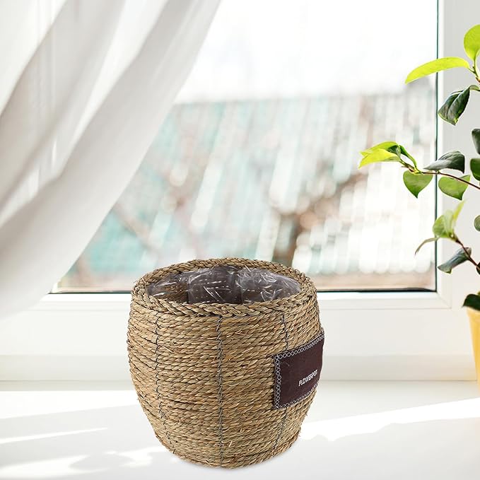 NUOBESTY Wicker Flower Basket Planter Indoor Outdoor Woven Plant Pot Medium Large Rattan Planter Basket for Home Garden Decorative Storage Holder