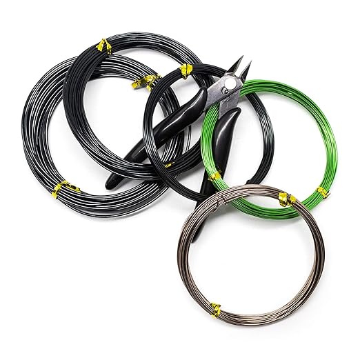 Bonsai Wire Kit - 5 Rolls, 164 Feet Total. Anodized Aluminum Training Wire, 1mm/1.5mm/2.0mm, for Bonsai Trees Indoor