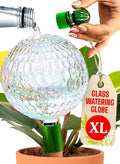 16 Oz. Plant Watering Globes for Indoor Plants with Terracotta Self Watering Planter Insert - Hand-Blown XL Glass Globes - Automatic Indoor Planter Waterer, Gift Idea for Gardeners [1, Textured]