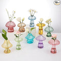 Mushroom Glass Vases for Indoor Plants, Set of 10 Colored Plant Propagation Stations, Cute Mini Terrarium, Unique Small Hydroponic Pots for Flowers, Decor Vase Gifts for Women