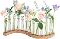 Test Tube Vases for Flowers，Small Plant Propagation Station，S Shape Plant Terrarium with Wooden Stand (Solid Beech)