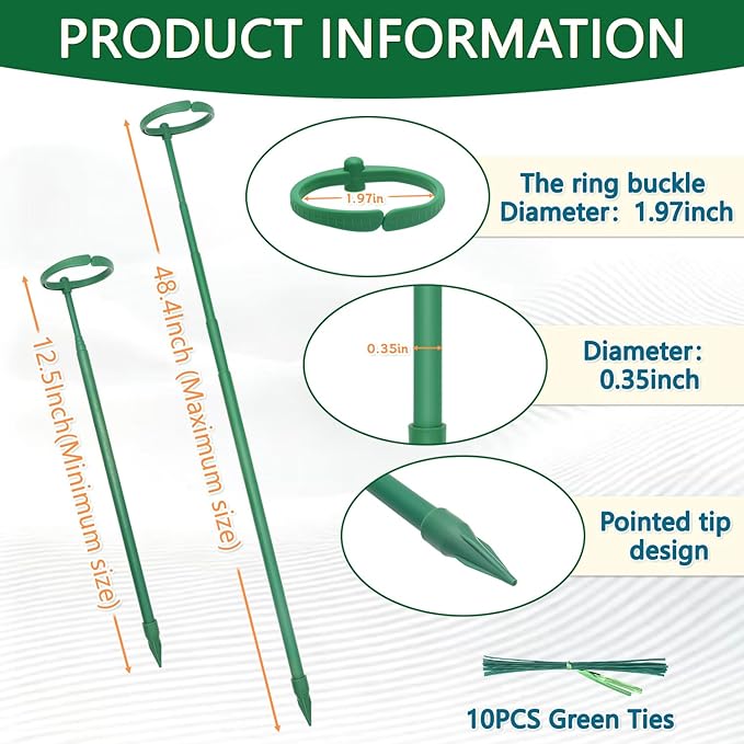 Telescoping Monstera Plant Support Stakes, 12.5IN to 48.4IN Adjustable Length, Extendable Plant Stakes for Indoor Plants, Premium Stainless Steel Material Plants Sticks for Orchids, Tomatoes- 3Pack