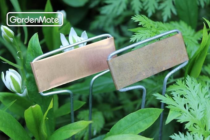 GardenMate 50-Pack Weatherproof Banner Copper Metal Plant Labels, Height 10.5", Label Area 2.5'' x 7/8''
