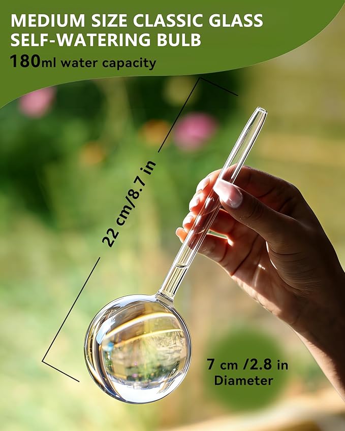 ZhenD Iridescent Self-Watering Plant Globes, Glass Self Watering Planter Insert for Indoor and Outdoor, Automatic Plant Waterer, Hand-Blown Premium Glass – 2 Pack