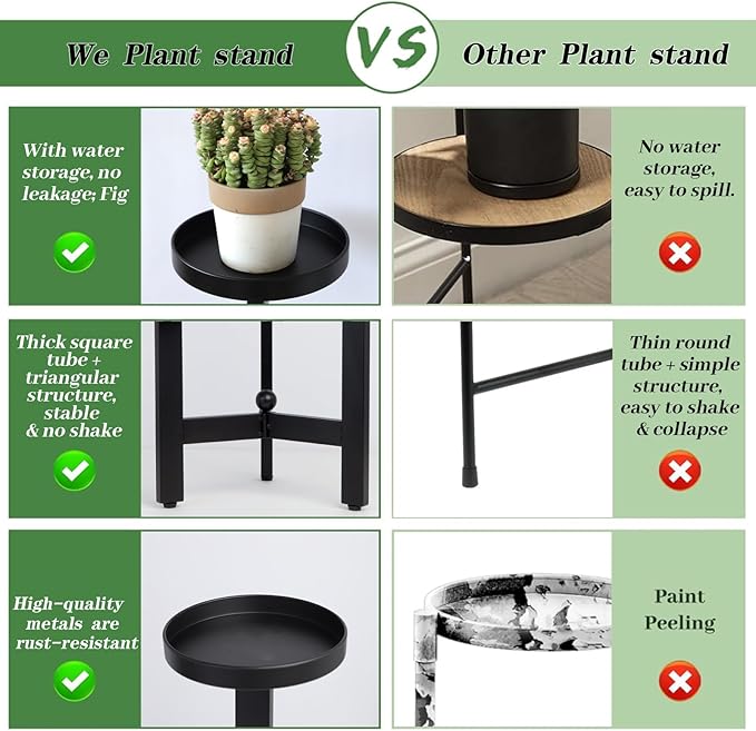 3 Tier Plant Stand - 25 Inch Iron Multi-Tiered Shelf for Indoor & Outdoor Greenery | Modern Space-Saving Display Rack for Flowers, Succulents, and Home Decor