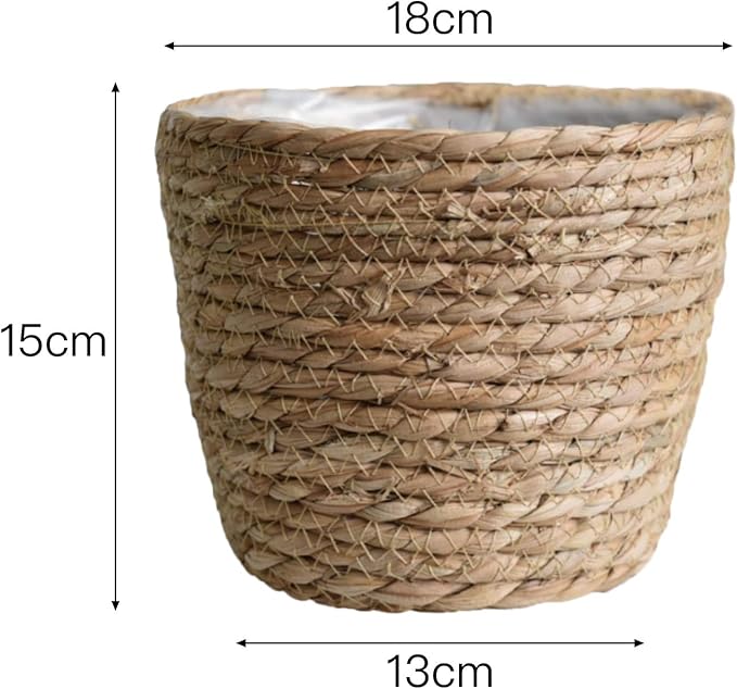 Seagrass Planter Basket Rattan Flower Basket Indoor Outdoor Flower Pots Cover Plant Pots Containers Straw Basket Rattan Vases Pots Home Decoration Flower Handmade Basket (#1)