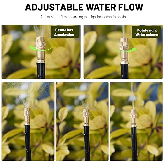 Thiswing 360° Adjustable Drip Irrigation System - 20 FT Garden Watering System with 5 Nozzles, Raised Bed Sprinkler System, Garden Mister for Yard, Lawn, Plants, 5/16" Tubing
