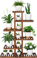6 Tiered Wood Indoor Plant Stand for Multiple Plants ,Narrow Corner Potted Plant Shelf Holder Rack , Multi Rustic Flower Stand Shelves for Patio,Corner,Apartment,Outdoor,38.2"" Tall