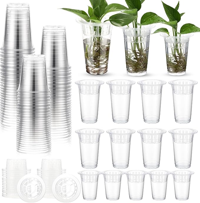 Baderke 35 Pcs Plastic Plant Propagation Station Desktop Terrariums Plant Tabletop Vase with Hydroponic Baskets for Indoor Home Office Desktop Decor (4.25'',4.57'',5.47'')