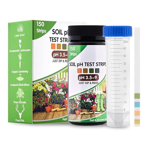 Soil pH Test Kit: 150 pH Test Strips with Cylinder for Quick Readings | Easy Testing for Garden & Lawn | Includes Illustrated Guide