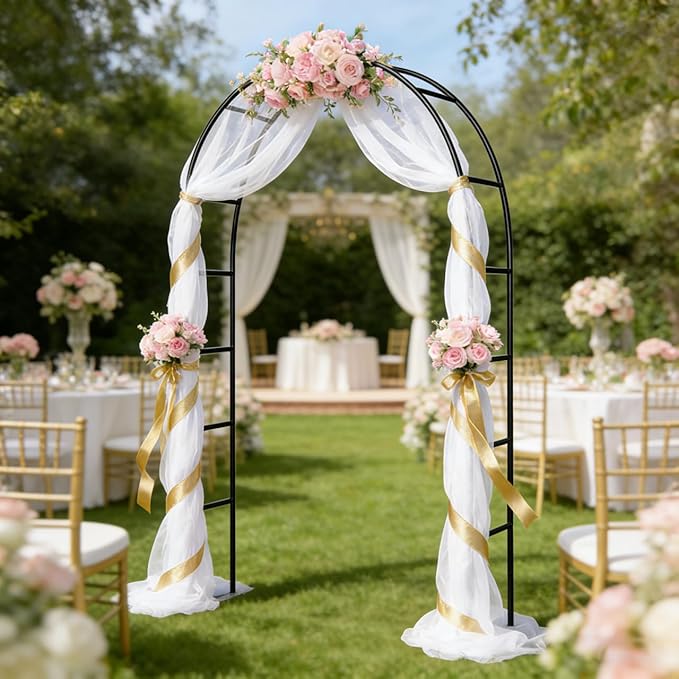 Thorise 7.9 Ft H x 4.6 Ft W Metal Pergola Arbor,Assemble Freely 2 Sizes,for Various Climbing Plant Wedding Garden Arch Bridal Party Decoration Wide Arbor, 1 Pack