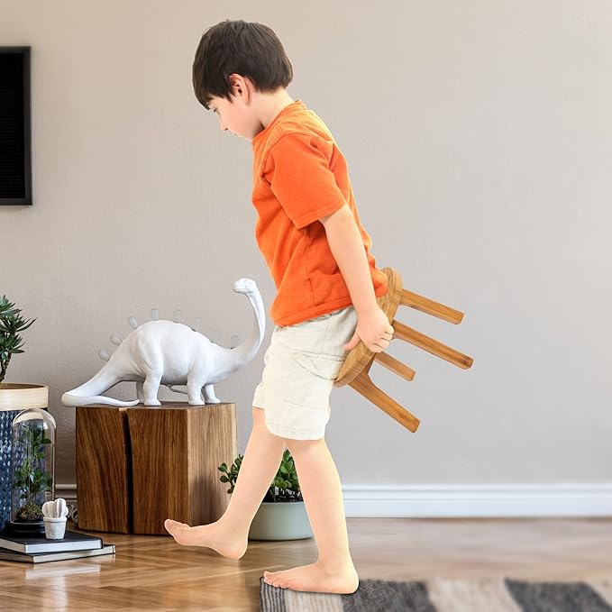 GOBAM Bamboo Step Stool, 7.3 inches - Sturdy Foot Stool for Adults and Kids, Portable Wooden Stool for Kitchen, Bathroom, Bedroom, or Toy Room - 300 lbs Capacity