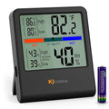 Digital Thermometer Hygrometer, Indoor Wall Thermometer Humidity Indoor with High Accuracy, Suitable for Greenhouse, Home and Office, AAA Battery (Black)