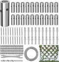 Wire Trellis Kit for Climbing Plants Outdoor - 20-Set Wall Mounted Trellis with 98Ft x 1/8" T316 Stainless Steel Rope, Heavy Duty Garden Wire Trellis System for Espalier & Vertical Gardening