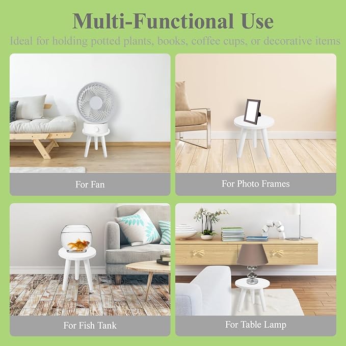 Samll Plant Stand Indoor/Outdoor for Plants,Wood White Planter Stands Holder Mid Century Pedestal Shelf,Sturdy Short Flower Rack Boho Short Planter Table 8.6"Tall Wooden Plants Stool for Garden,Patio