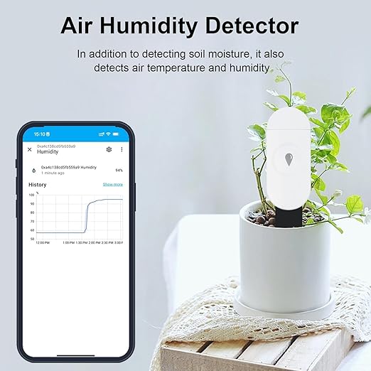 Haozee Intelligent Soil Moisture Sensor, 3 Pack, Zigbee Hub Required, Capacitive Sensor, Moisture/Temperature Meter for Garden Planting, Compatible with Home Assistant Zigbee2mqtt