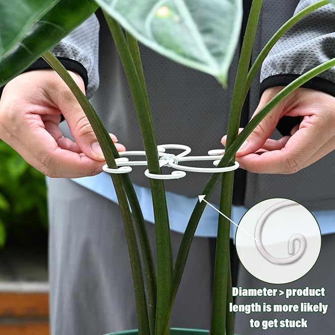 YOHSNOR 5PCS Monstera Plant Support Hook White 4.1 * 4.1 Inch – Set of 5 Durable Metal Stem Stabilizer Clips & Soft Grip Leaf Holders for Healthy Growth of Monstera & Fishbone Cactus