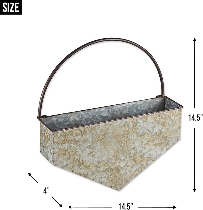 DII Galvanized Planter Collection Wall Hanging, Diamond, 14.5x4x14.5, Iron