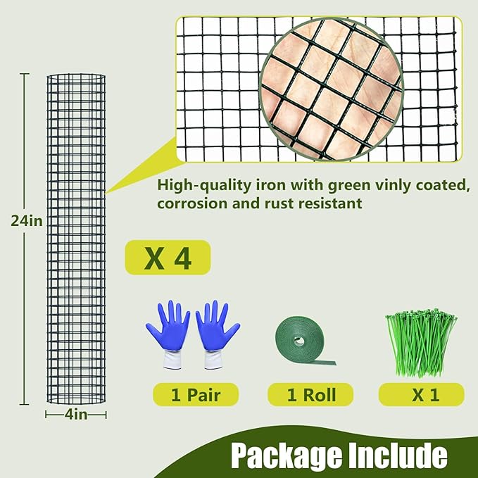 4 Pack Metal Moss Pole, 24" Moss Poles for Plants Monstera, Stackable Sphagnum Moss Pole for Plants Work with Sphagnum Moss(4 Pack 24")