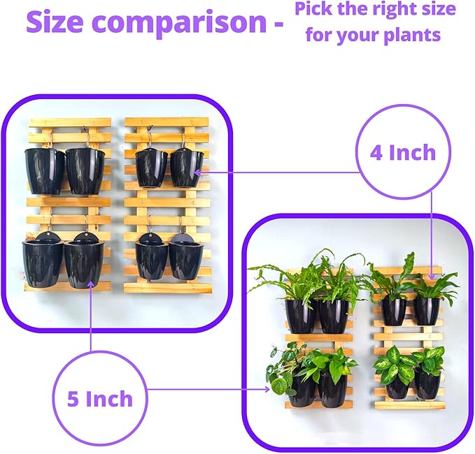 LaLaGreen Wall Planters for Indoor Plants - 10 Pack, 5 Inch Black Self Watering Wall Planter, Eco Wall Mounted Planters System Living Hanging Wall Pots Holder Trendy Live Wall Garden Indoor for Herb