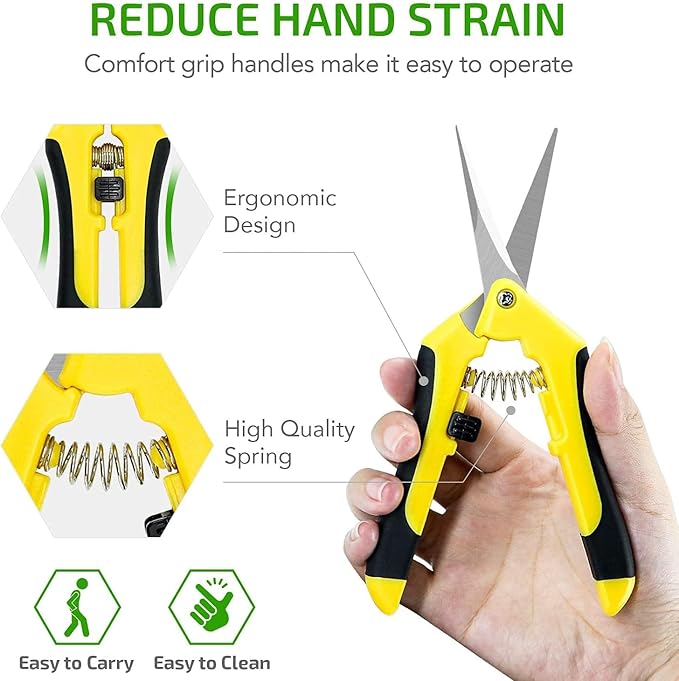 iPower 6.5 Inch Gardening Scissors, Heavy-Duty Hand Pruner Pruning Shear for Gardening and Trimming, Ultra Sharp Stainless Steel, 10 Pack, Yellow