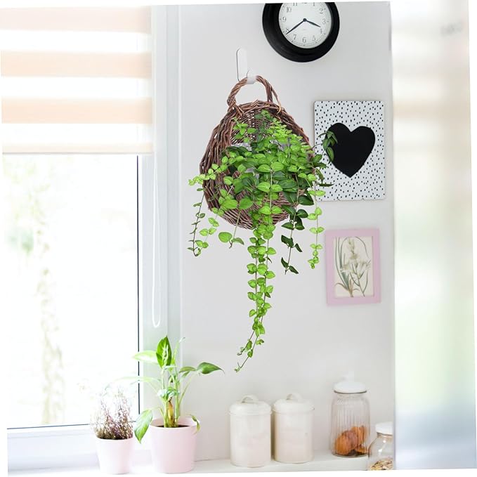Wall Hanging Flower Pot Small Woven Baskets Wall Planter Basket Seagrass Plant Pot Seagrass Planter Rattan Wall Planter Plant Pots Indoor Nest Shape Basket Wicker Storage Box Rural