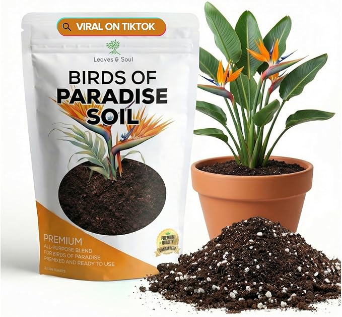 Professional Bird of Paradise Soil Potting Mix 2.2 Quarts Ready to Use, Premium Indoor Plant Soil for Birds of Paradise Plants, Peat Moss Coco Coir Perlite Dolomite, Made in USA