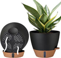 montresor 2 Pack 10 inch Plant Pots, PP Plastic Self Watering Plant Pot with Drainage and Tray for Indoor Outdoor Plants, Water Level Window & Reservoir Flower Pots Decorative Planter