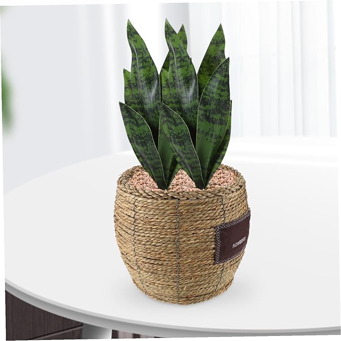 Toyvian Wicker Rattan Flower Basket for Plants, Large Straw Woven Planter Pot, Decorative Indoor Outdoor Garden Storage Basket