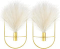 Peryiter 2 Pcs Boho Wall Decor Metal Gold Wall Art Hanging Planters with Artificial Pampas Modern Home Decor Display Art for Living Room Bedroom Bathroom(Oval)