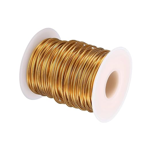 HARFINGTON Bonsai Wire Anodized Aluminum Training Wire Roll 1.5mm/15 Gauge 98ft Length Bendable Bonsai Tree Wire for Garden, Horticulture, Landscape, Planting, Golden