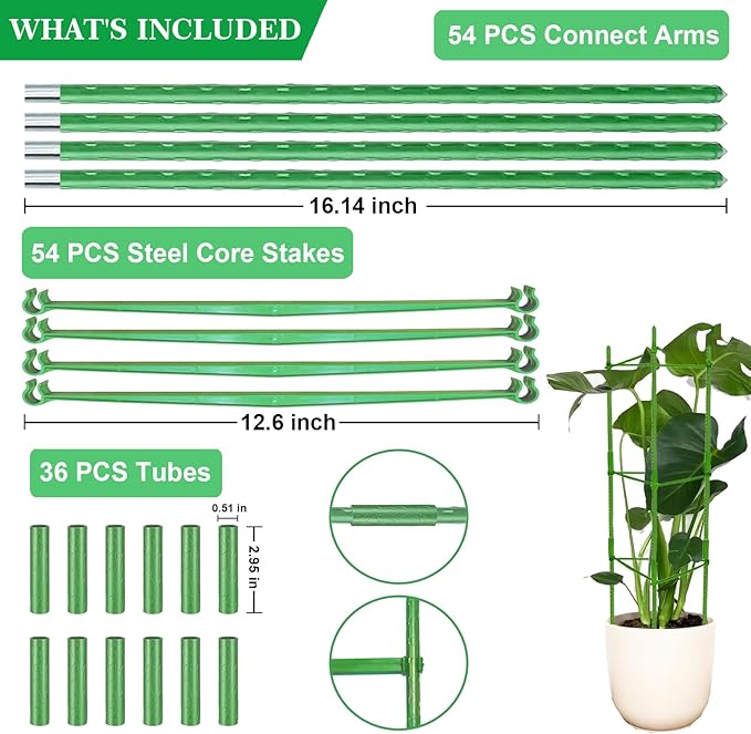 Moirsunt 6 Packs Tomato Cage for Garden Plant Support, Up to 50.2inch Garden Plant Stakes Tomato Trellis for Potted Plants, Deformable Tomato Cage Trellis for Climbing Plants Vegetables Flowers