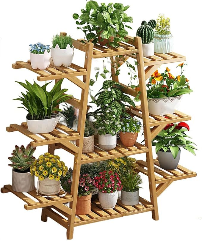 Redds Garage 1-Tier Multi-Layer Plant Stand – 9-Tier Indoor/Outdoor Metal Flower Rack for Balcony, Living Room, or Garden – Modern Vertical Planter Shelf for Succulents, Climbing Plants, and Storage