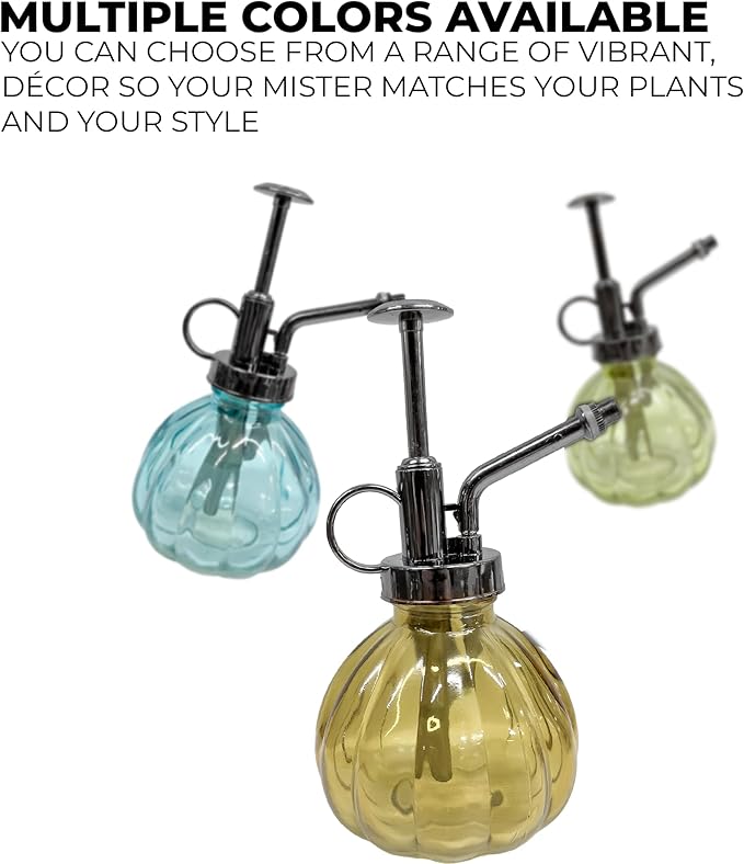 Glass Plant Mister – 6.25" Vintage-Style Spray Bottle for Indoor Plants, Succulents & Humidity-Loving Greens – Fine Mist Pump, Decorative Watering Mister for Home & Garden (Violet)
