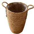 Tall Rattan Woven Planter Basket for Indoor Plants – Grass Flower Pot with Handles & PP Liner, Farmhouse Storage Basket, Multi-Functional Rustic Planter for Home Decor (Large)