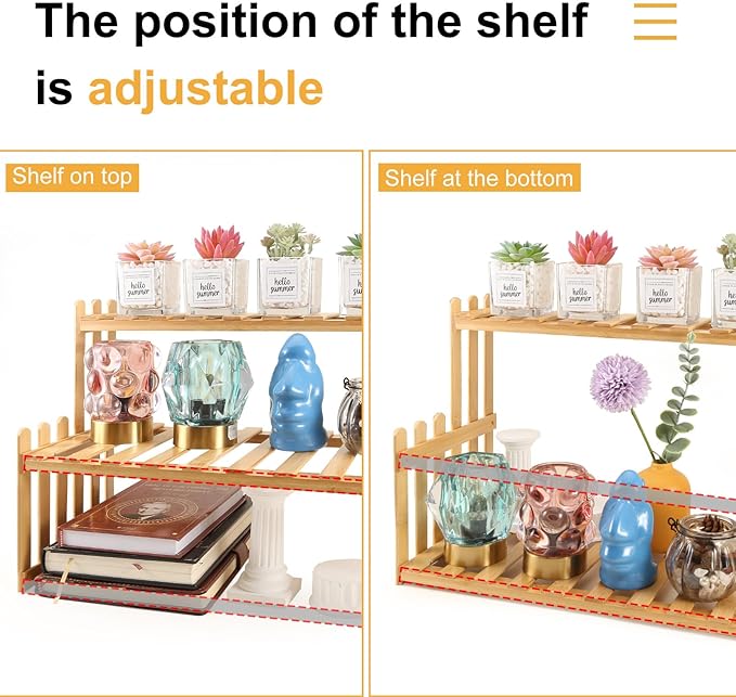 2 Tier Table Top Bamboo Plant Stand Trapezoidal Desktop Windowsill Plant Shelves Flower Pot Display Stand Suitable For Indoor And Outdoor, Terrace, Garden, Office, Window Sill