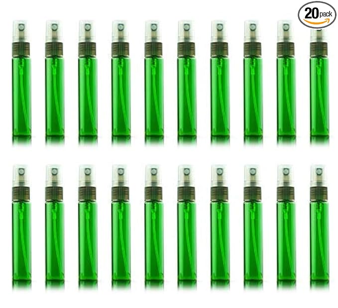 20 Pack Set 10ML Protable Refill Bulk Atomizer Spray Travel Perfume Bottle Hydrating Empty Bottle (Green)