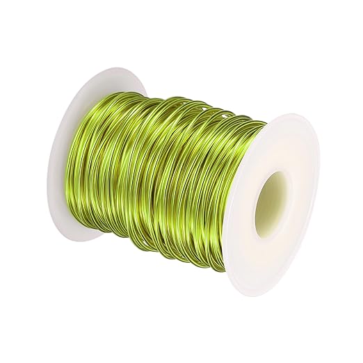 HARFINGTON Bonsai Wire Anodized Aluminum Training Wire Roll 1.5mm/15 Gauge 98ft Length Bendable Bonsai Tree Wire for Garden, Horticulture, Landscape, Planting, Yellow Green