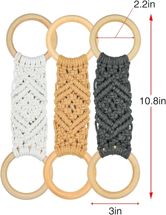 2Pcs Macrame Towel Holder Ring | Kitchen Towel Clips for Oven Handle | Crochet Towel Holder | Crochet Towel Holder Rings for Hanging Kitchen Towels (Gray)