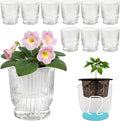 ZOOFOX 10 Pack Self Watering Pots, 4 Inch Small Plant Pots for Indoor Plants, Stripe Plastic Flower Pots for All House Plants, Herbs, Aloe, African Violets, Orchid