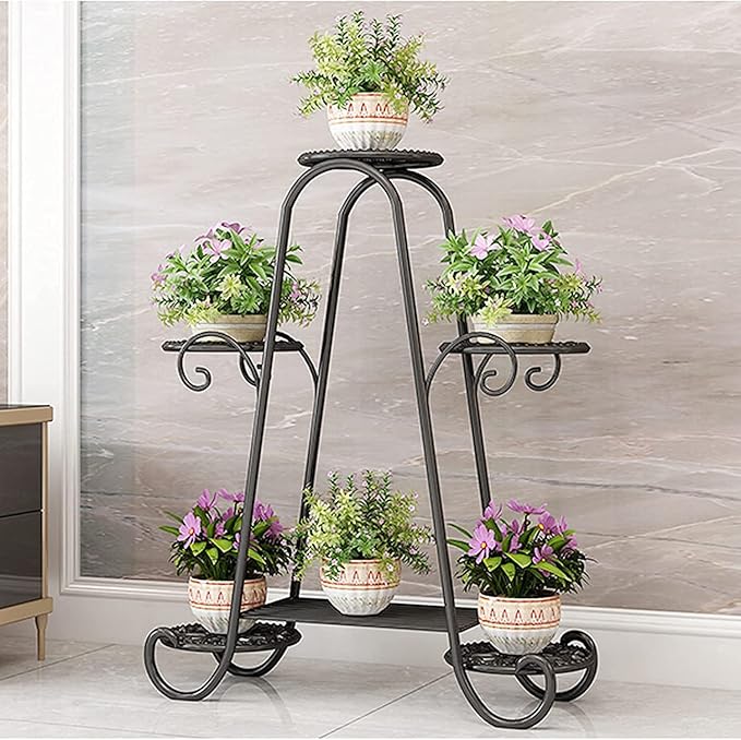 CarolynDesign 6 Tier Metal Plant Stand for Indoor and Outdoor, Multi Flower Pot Holder Shelf for Living Room Patio Lawn Garden Balcony