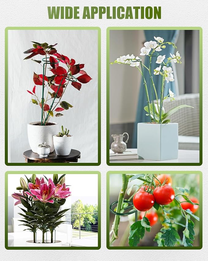 Joyhalo 12 Pack Plant Stakes, Adustable 36 Inch Plant Support Stakes, Flower Stakes with 24 Twist Ties, Garden Sticks for Plants Hibiscus, Sunflower, Red Hot Poker, Hydrangea, Tomato, Sapling Etc