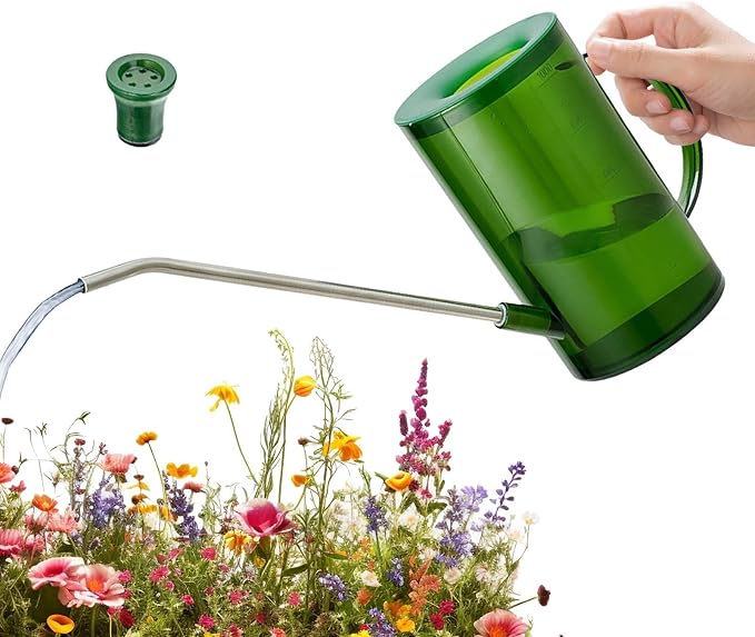 Long Spout Watering Cans | Small Can for Indoor Plants | 1L Clear with Handle Scale Detachable Lid | Plant Watering Devices for Flowers Succulents | Gardening Supplies