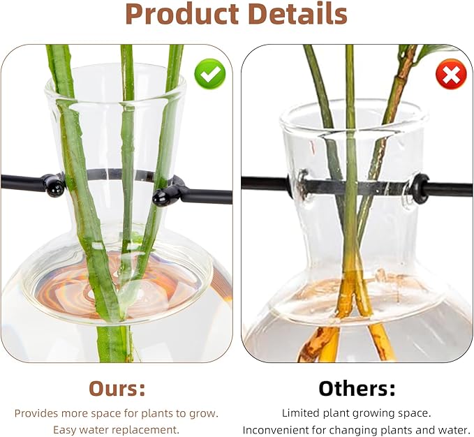 Plant Propagation Station with Acacia Wood Stand and 4 Glass Vases, Stylish Propagation Vases for Plants, Home & Garden Décor – Ideal Gift for Plant Lovers & Gardening Enthusiasts