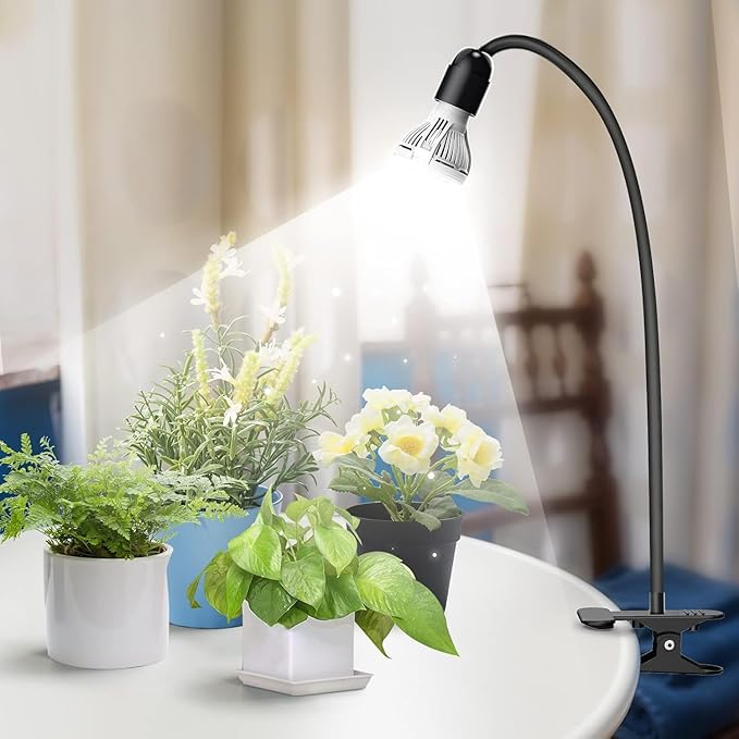 SANSI LED Grow Lights for Indoor Plants, 150W Full Spectrum Gooseneck Clamp Grow Lamp, 10W Power Plant Light with High PPFD for Seeding, Lifetime Free Bulb Replacement Plant Lights for Indoor, 1 Head